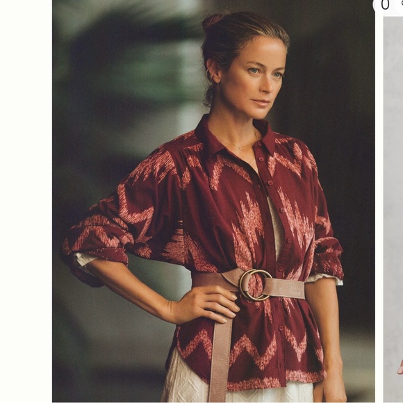 NWT Anthropologie Pilcro The Romy Relaxed Buttondown sz L red cranberry burgundy - Picture 1 of 9